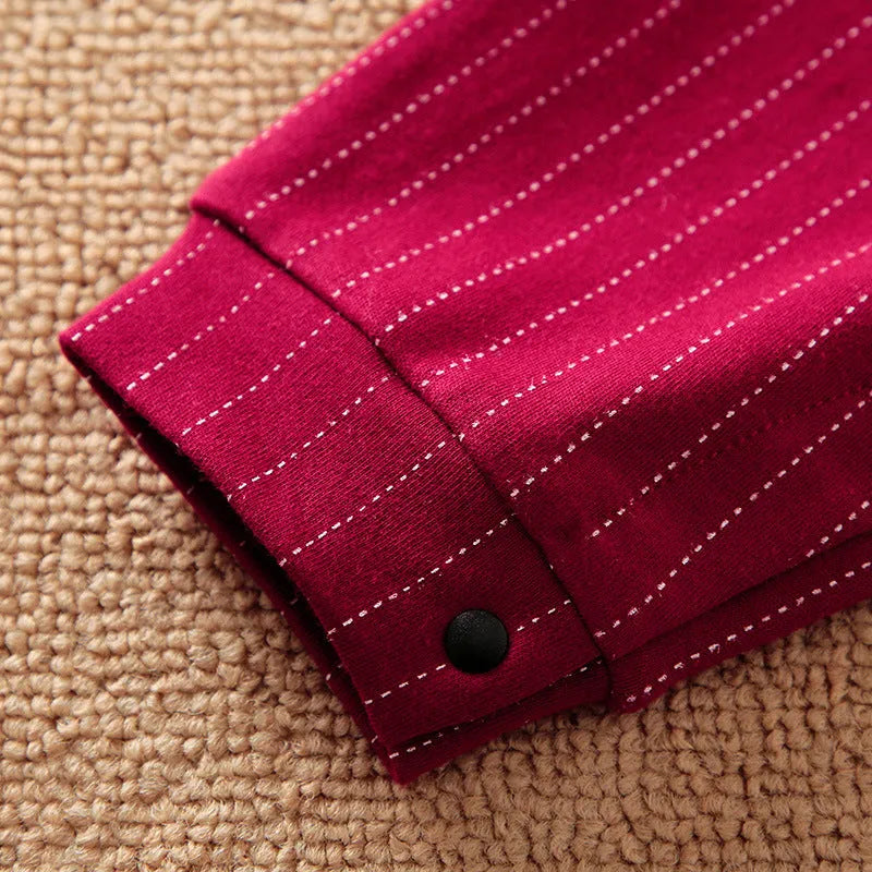 Wine red baby boys long-sleeve romper with single-breasted closure, gentleman style.