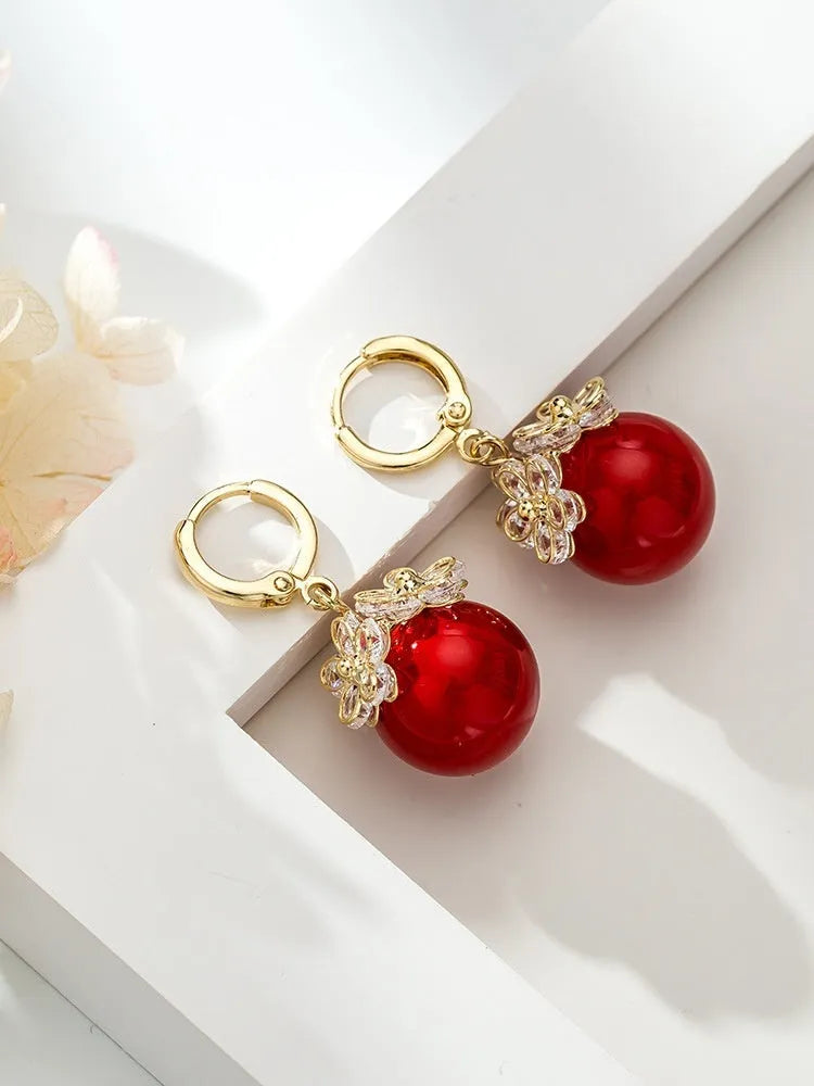 Women's geometric earrings with zircon accents and electroplated finish in multiple colour options