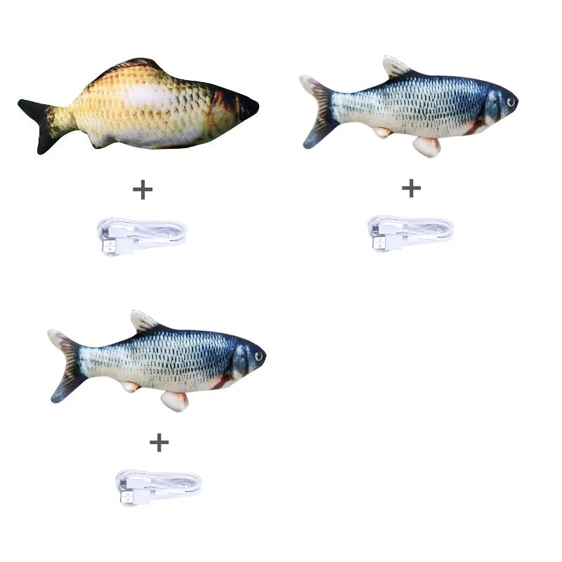 USB rechargeable electric jumping fish cat toy without catnip, 30cm multicolour electronic pet toy