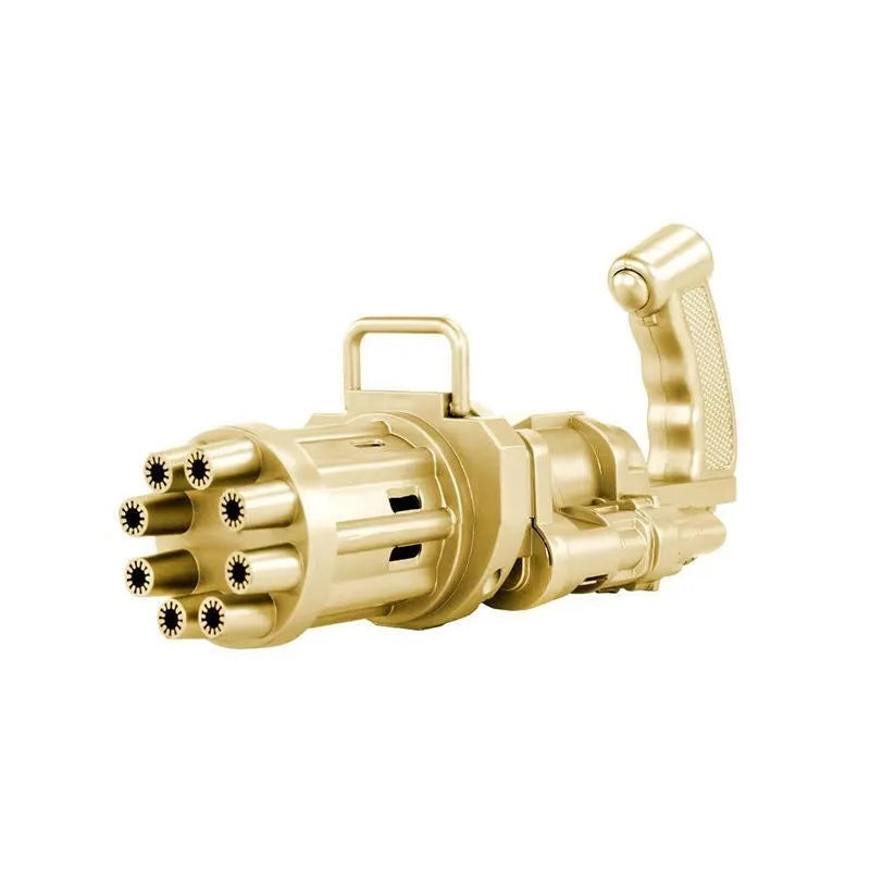 Kids plastic bubble machine gun toy in pink, gold or black colour with trigger.