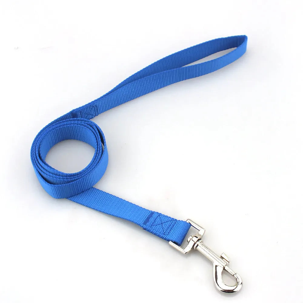 Solid colour dog lead rope in hand-holding loop design with various colour options displayed