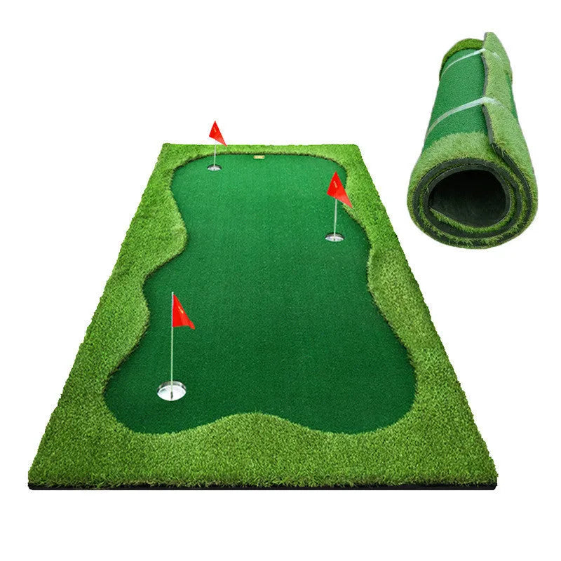 Indoor golf putting practice mat 1.5 by 3 metres green artificial lawn