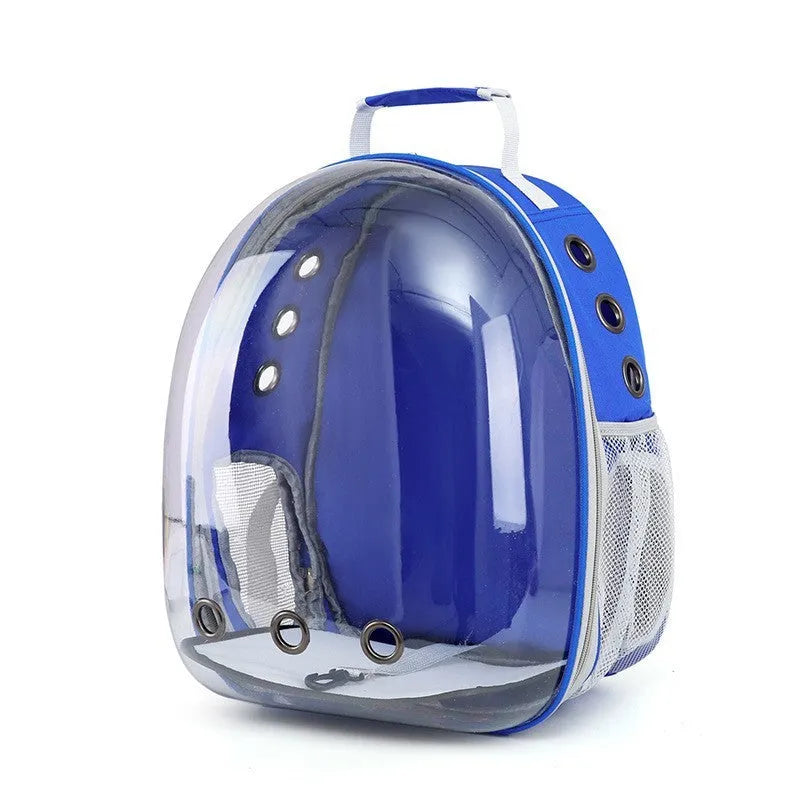 Grey hard-shell pet carrier bag with side opening for medium-sized cats or small dogs.