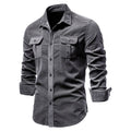 Men's long sleeve linen shirt in multiple colours with standard and Asian sizing options