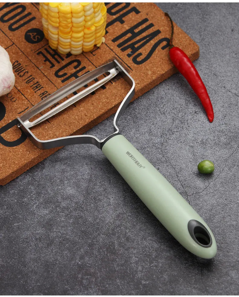 Multifunctional Stainless Steel Kitchen Melon and Fruit Peeler Peeler with Paring Knife Household Large Cutting Tool Modern Simplicity Green