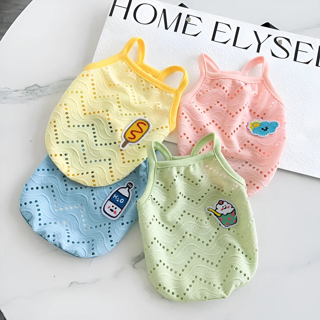 Mesh strap pet vest for dogs in blue colour with adjustable fastenings