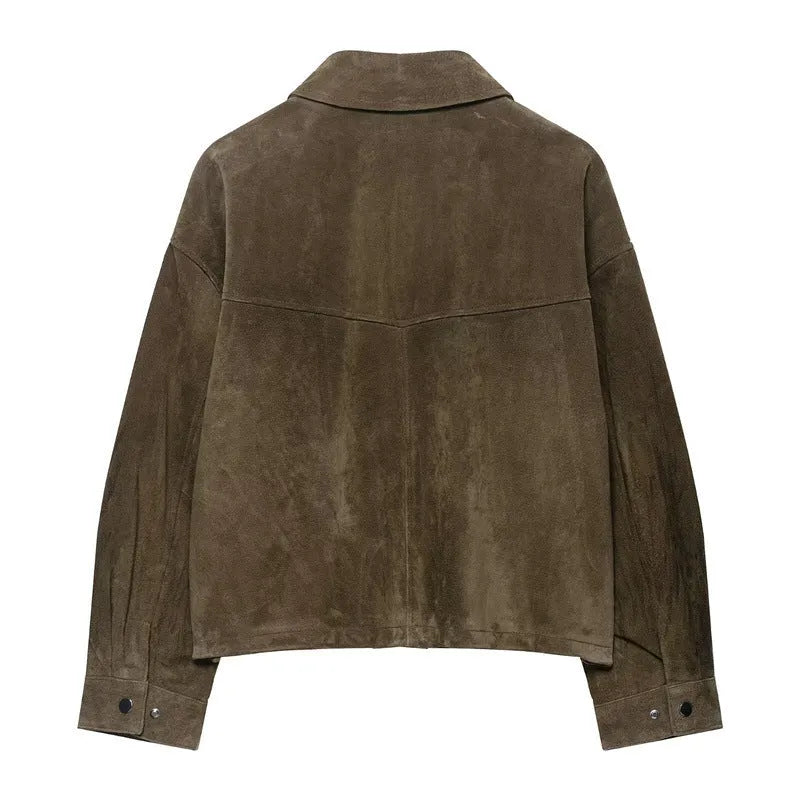 Women's medium thickness PU jacket in Japanese Korean casual style