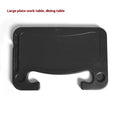 Black foldable car steering wheel tray with laptop and drink cup holder deployed