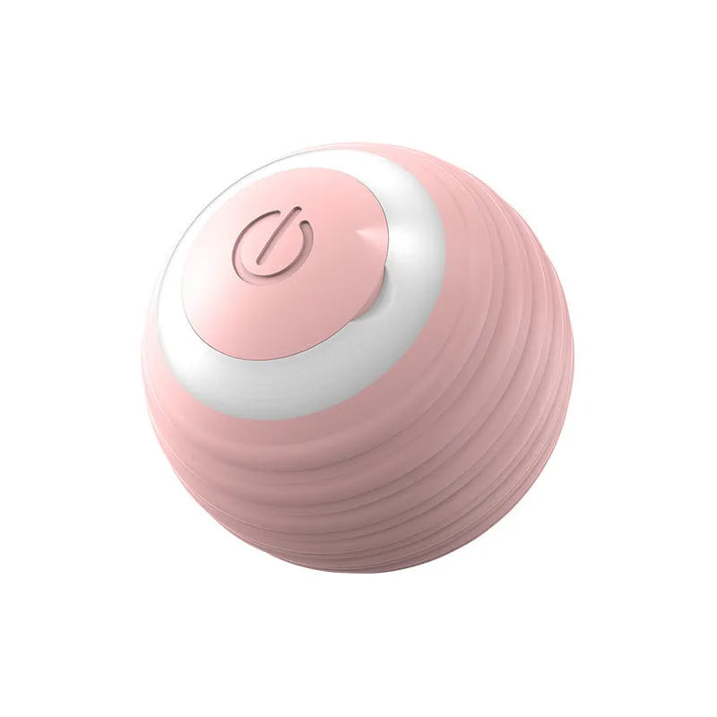 Blue automatic moving cat toy ball on floor with charging cable