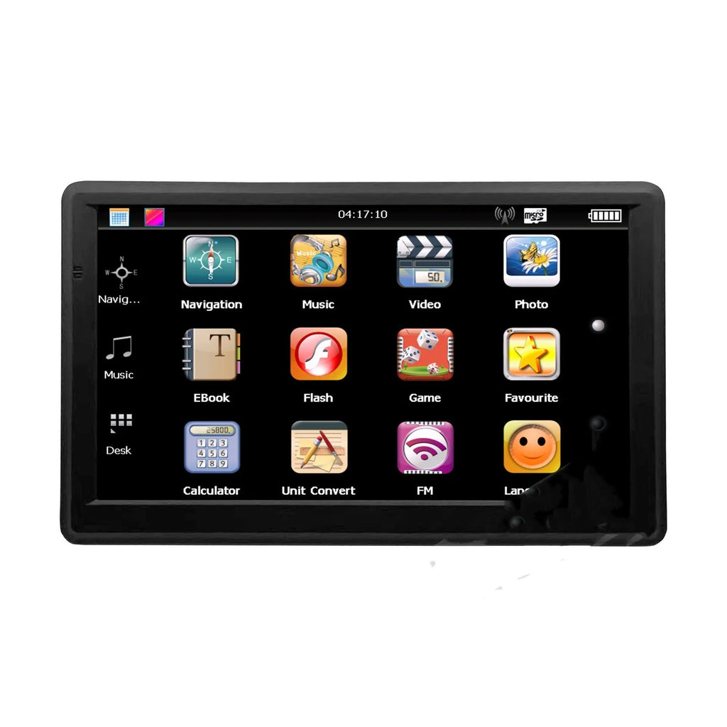 7-inch portable car GPS navigation device with touch screen on dashboard bracket