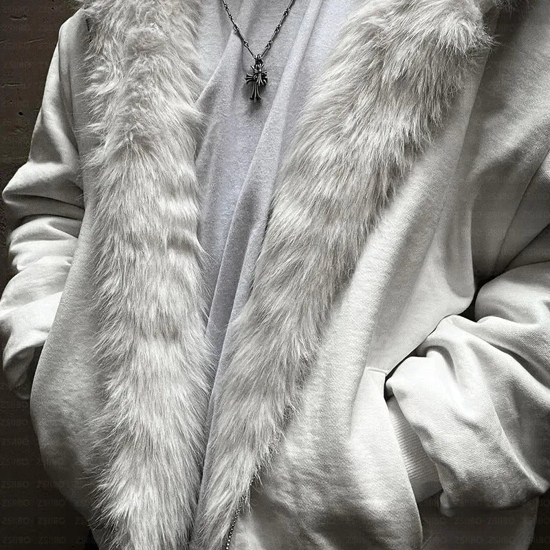 Unisex baggy coat in white or black with long sleeves and loose cardigan fit