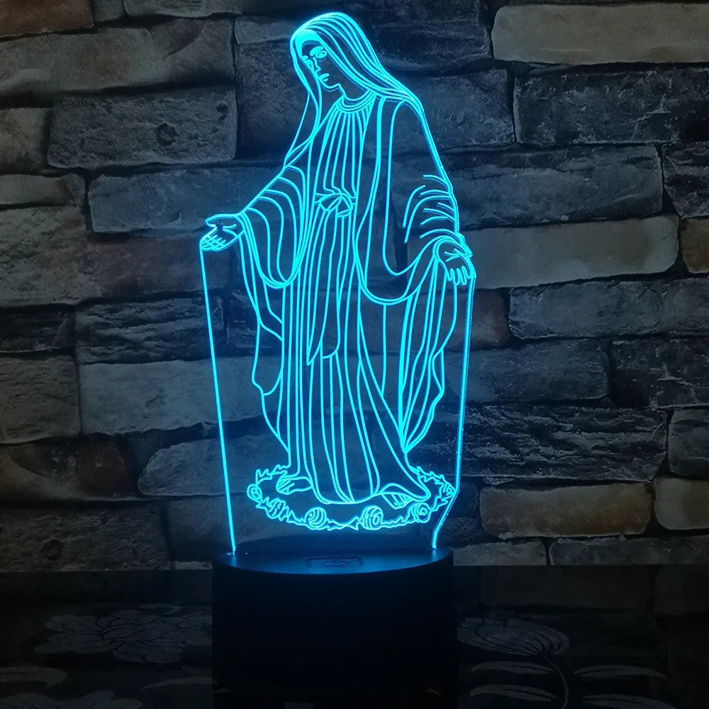 3D LED night light showing laser engraved acrylic plate with dual-ring pattern on ABS base with touch controls