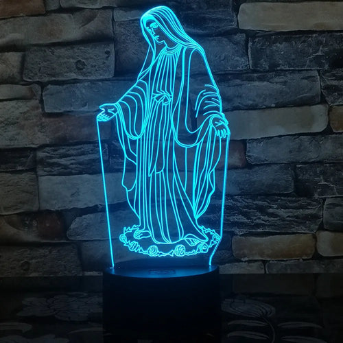 3D LED night light showing laser engraved acrylic plate with dual-ring pattern on ABS base with touch controls