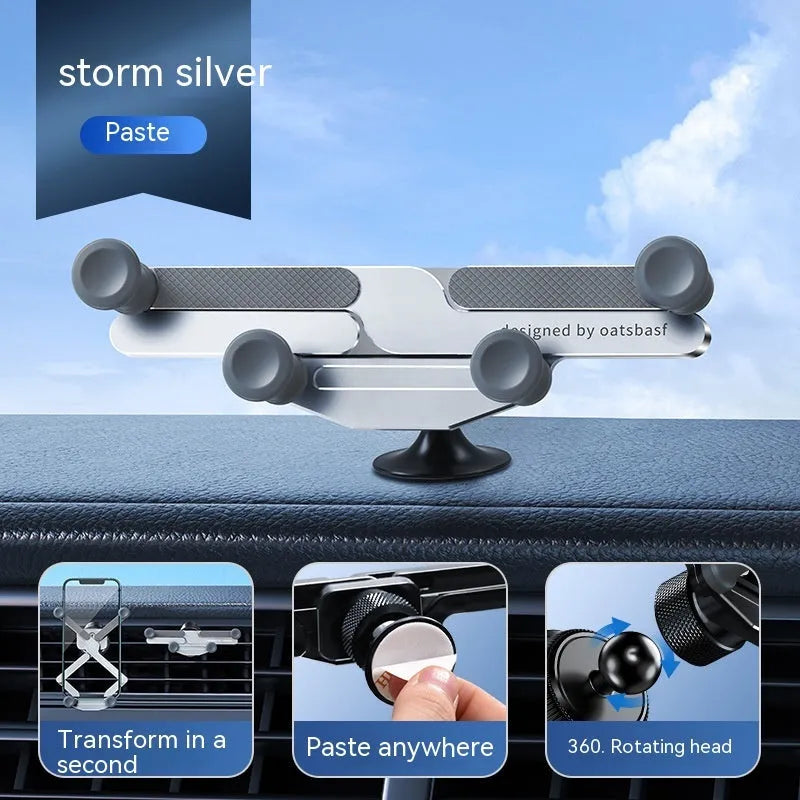 Invisible aluminum alloy car air vent mobile phone holder bracket in black colour