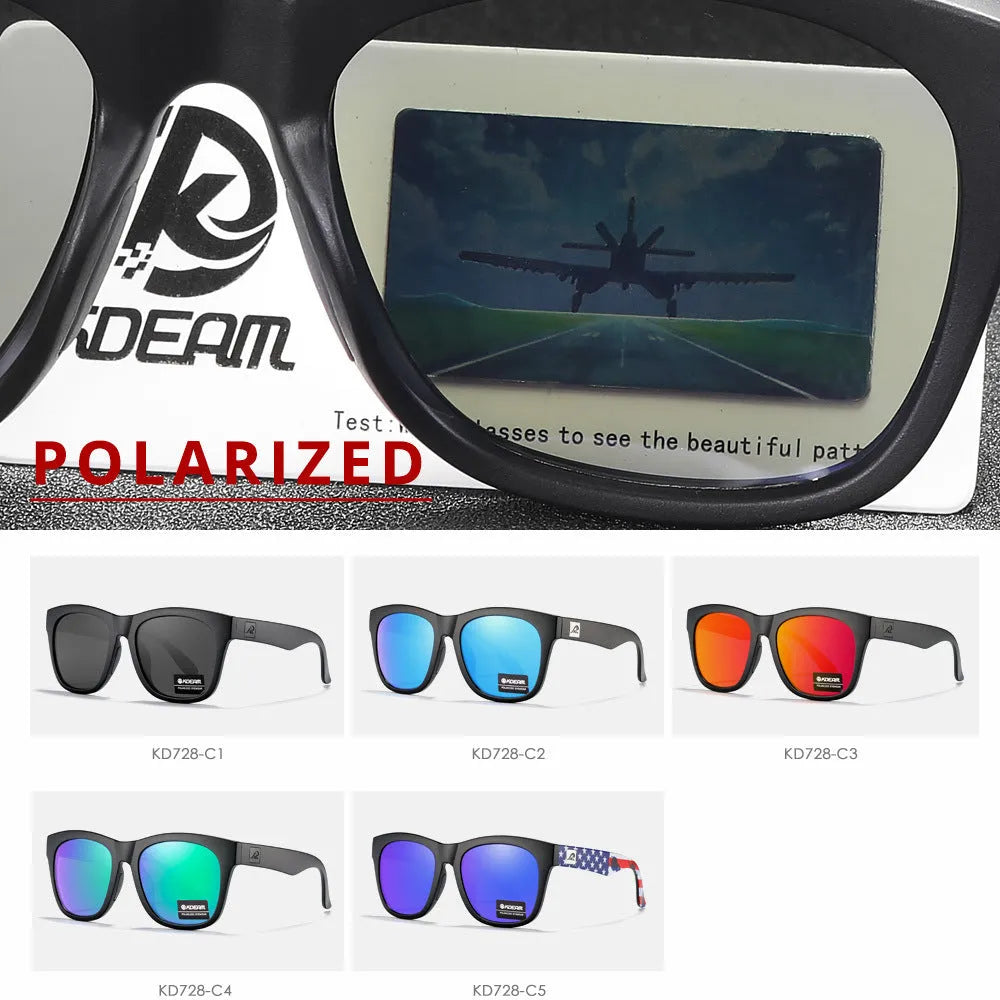 Thickened frame polarised sunglasses with TAC lenses for outdoor UV protection.