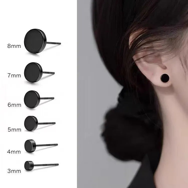 S999 sterling silver flat ear bone studs in silver and black colours, 3mm to 8mm sizes
