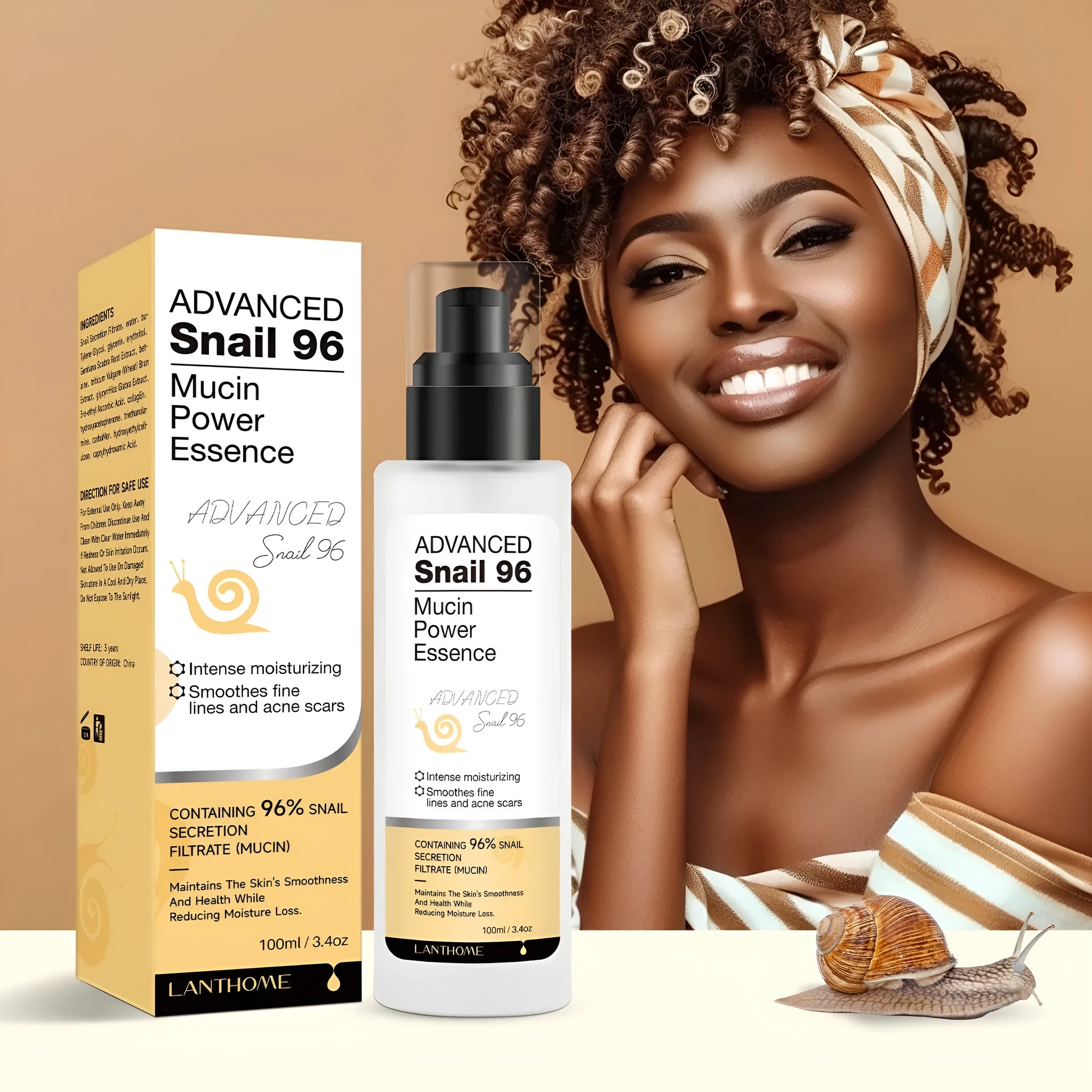 100ml bottle of snail snail serum moisturising facial essence for daily skincare