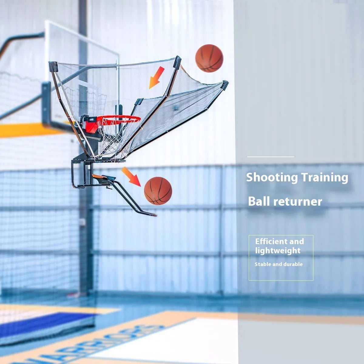 Second generation automatic basketball shooting return trainer with cowhide leather and iron frame.