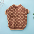 Thick wool dog sweater in monochrome or two-tone colour, sizes XS to XXL.