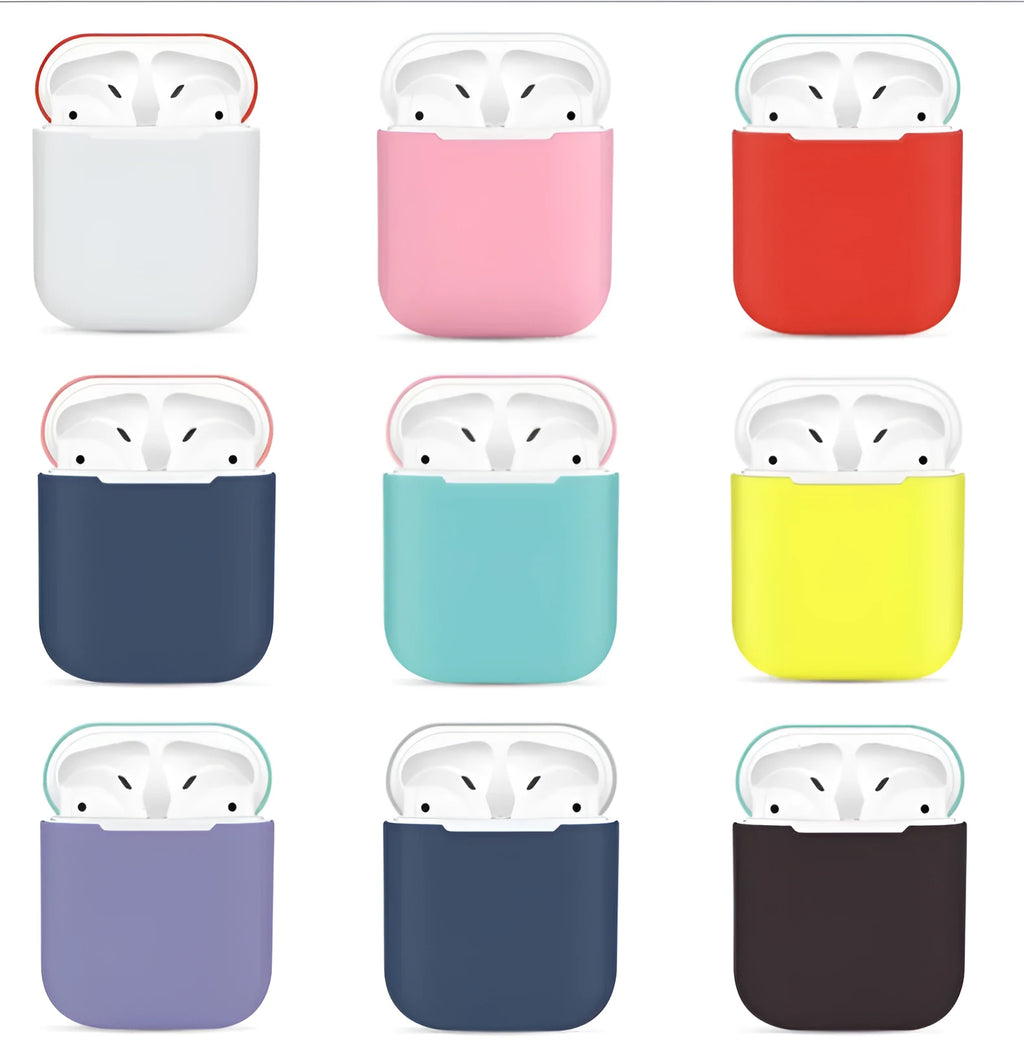 Silicone protective cover for Apple AirPods charging case, split design, solid colour, simple style