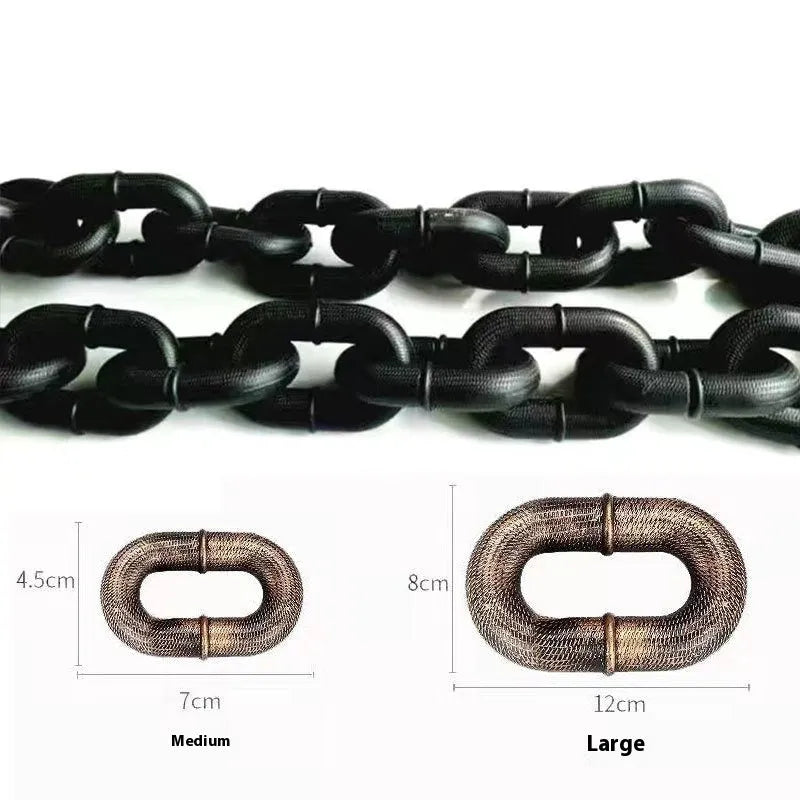 Simulated rough dog leash prop in bronze colour on a plain background
