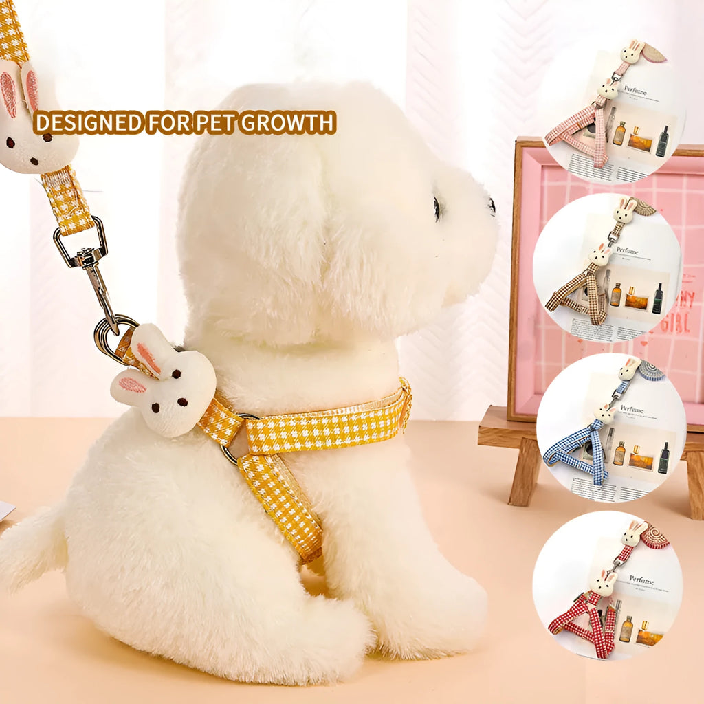 Small dog harness and leash set in nylon with quick release buckles