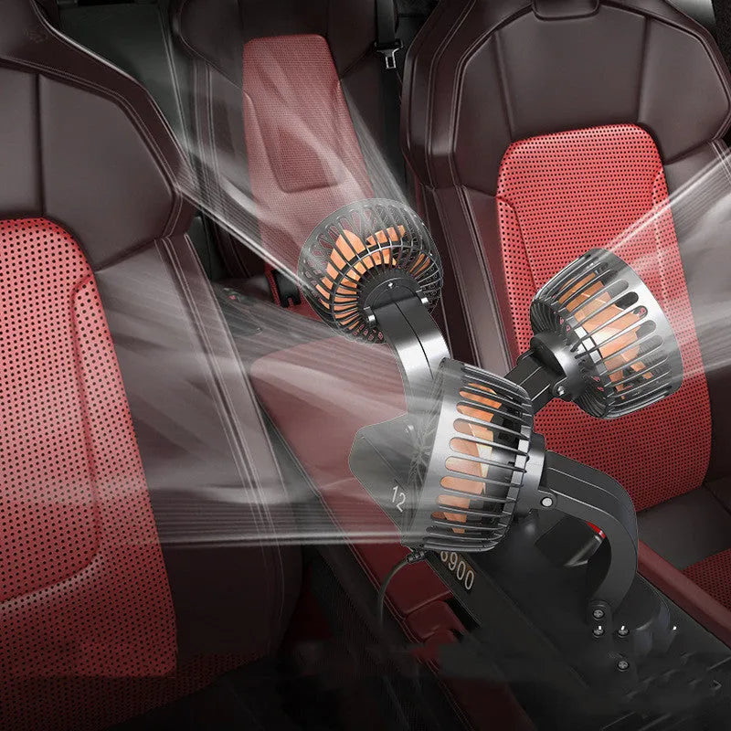Three head automotive electric cooling fan with compact design and multi-directional airflow