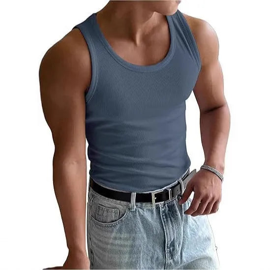 Men's grey polyester fitness t-shirt with wool lining showing front and back views