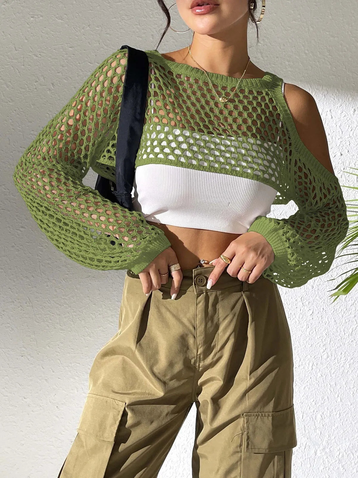 Mesh beach shirt with hollowed navel design in polypropylene fabric available in six colours