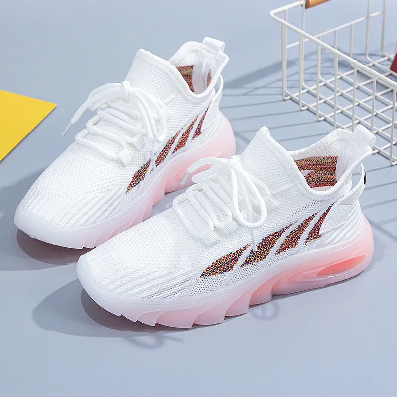 Women's cowhide leather sports casual shoes with high-top design and injection-moulded sole