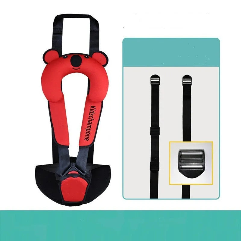 Portable child car safety seat belt retainer in polyester fabric with 33x22x9.5cm dimensions