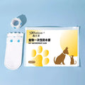 White disposable waterproof shoe covers for dogs with non-slip soles in two size options