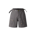 Retro washed cotton shorts for men and women in a loose fit with a zipper, shown in available colours.