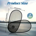 Black breathable car window shades stretched across a car side window with suction cup attachments