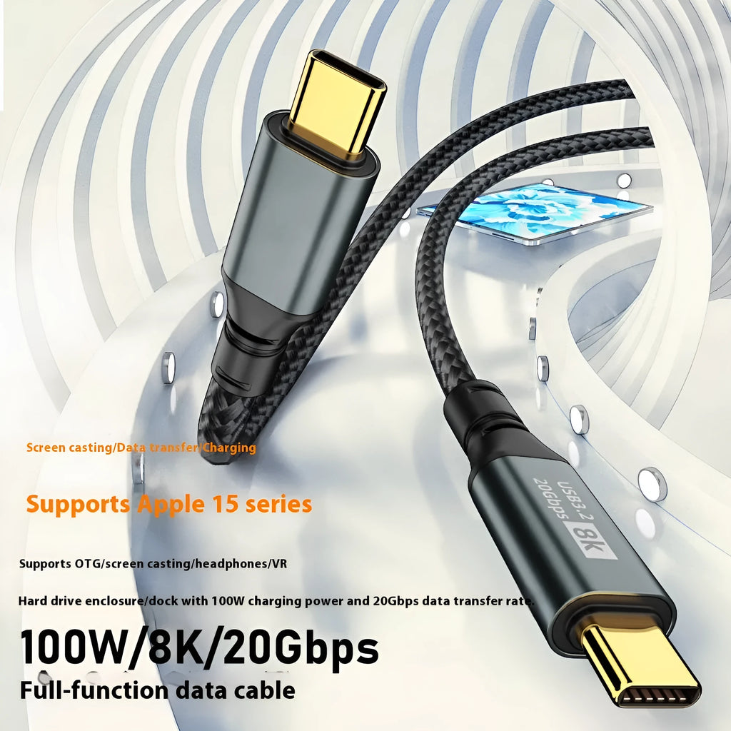 8K full-function HD data cable with IP67 rating and power connector, available in multiple lengths