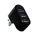 Black or white USB 3.0 hub with four ports on a rotary splitter design.