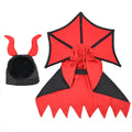 Black vampire cloak and hat costume set for a small dog or cat on Halloween.