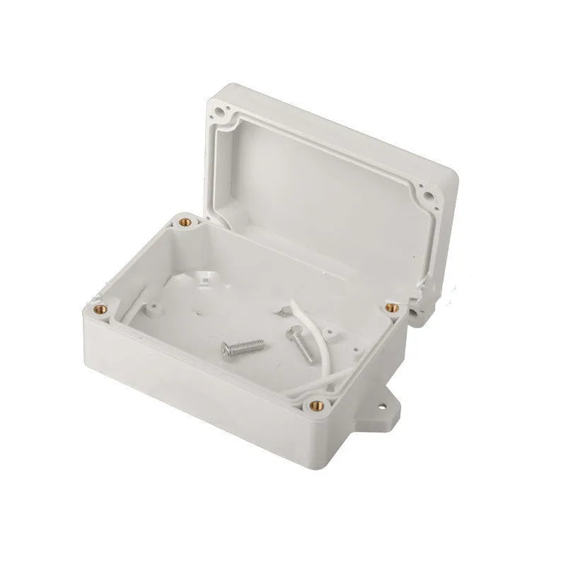 White ABS plastic waterproof instrument box for electronic components with dimensions 100mm by 68mm by 40mm.