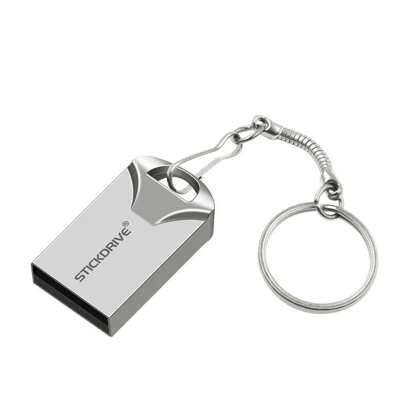 Metal USB flash drive with necklace chain in black and silver colour options