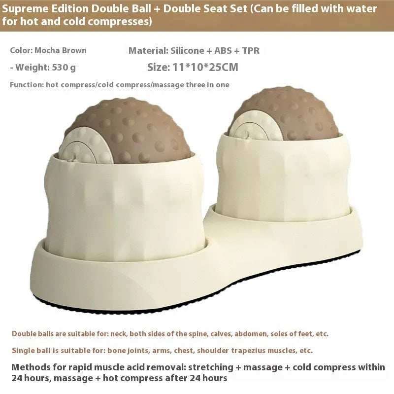 Oil Fruit Green and Caramel Mocha coloured massage balls for cold and hot compress therapy
