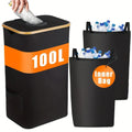 Black bamboo laundry basket with removable storage component and double inner pockets