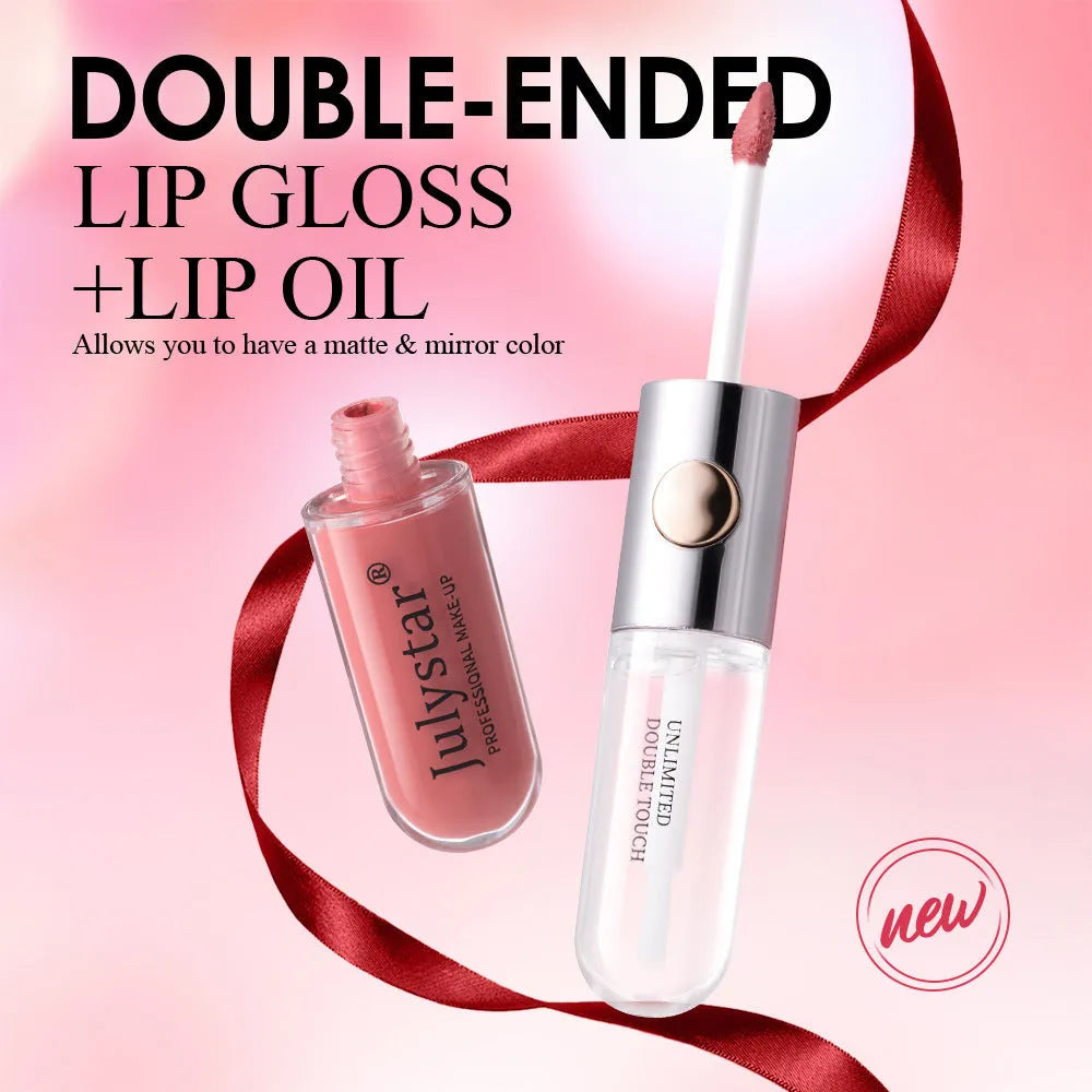 Women's lasting lip gloss tube showing available colours with 6ml moisturising formula