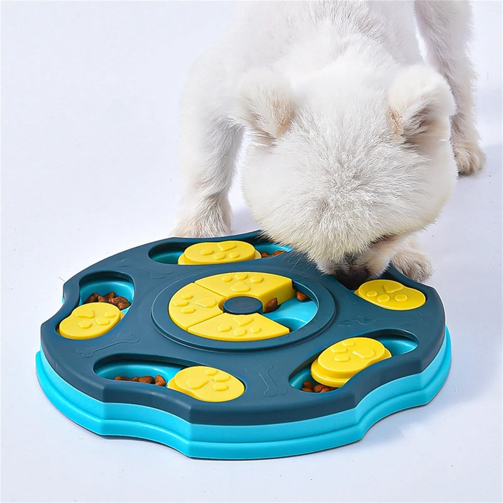 Blue or pink dog puzzle food bowl feeder interactive toy for small medium large breeds