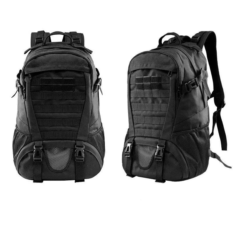 Outdoor mountaineering backpack in Oxford cloth with air pillow belt system shown in camouflage colour