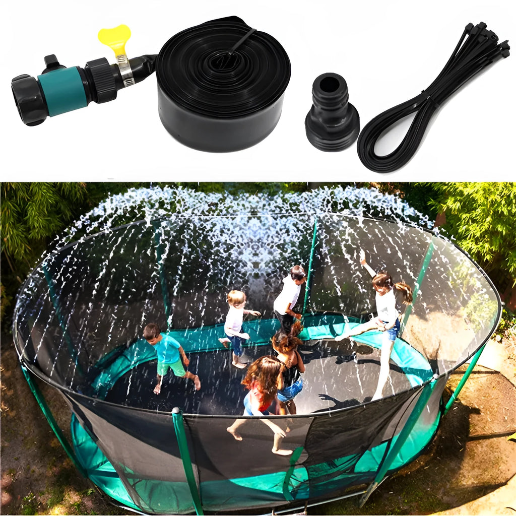 Portable garden sprinkler with solar water cooling in blue or orange with PVC switch