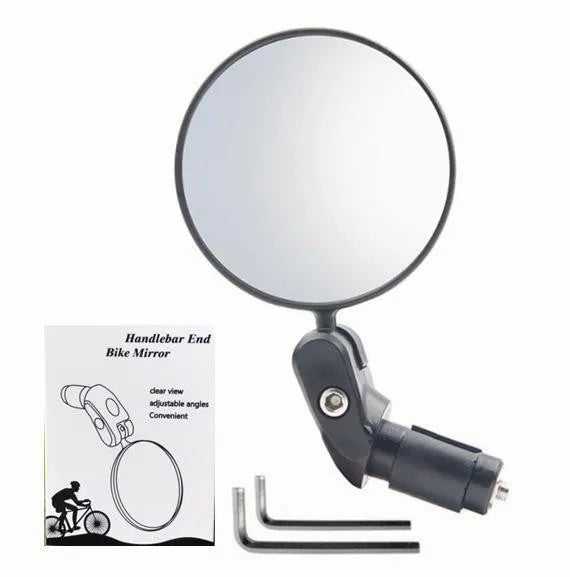 Black foldable convex rearview mirror for vehicles with a 7cm wide-angle reflector.