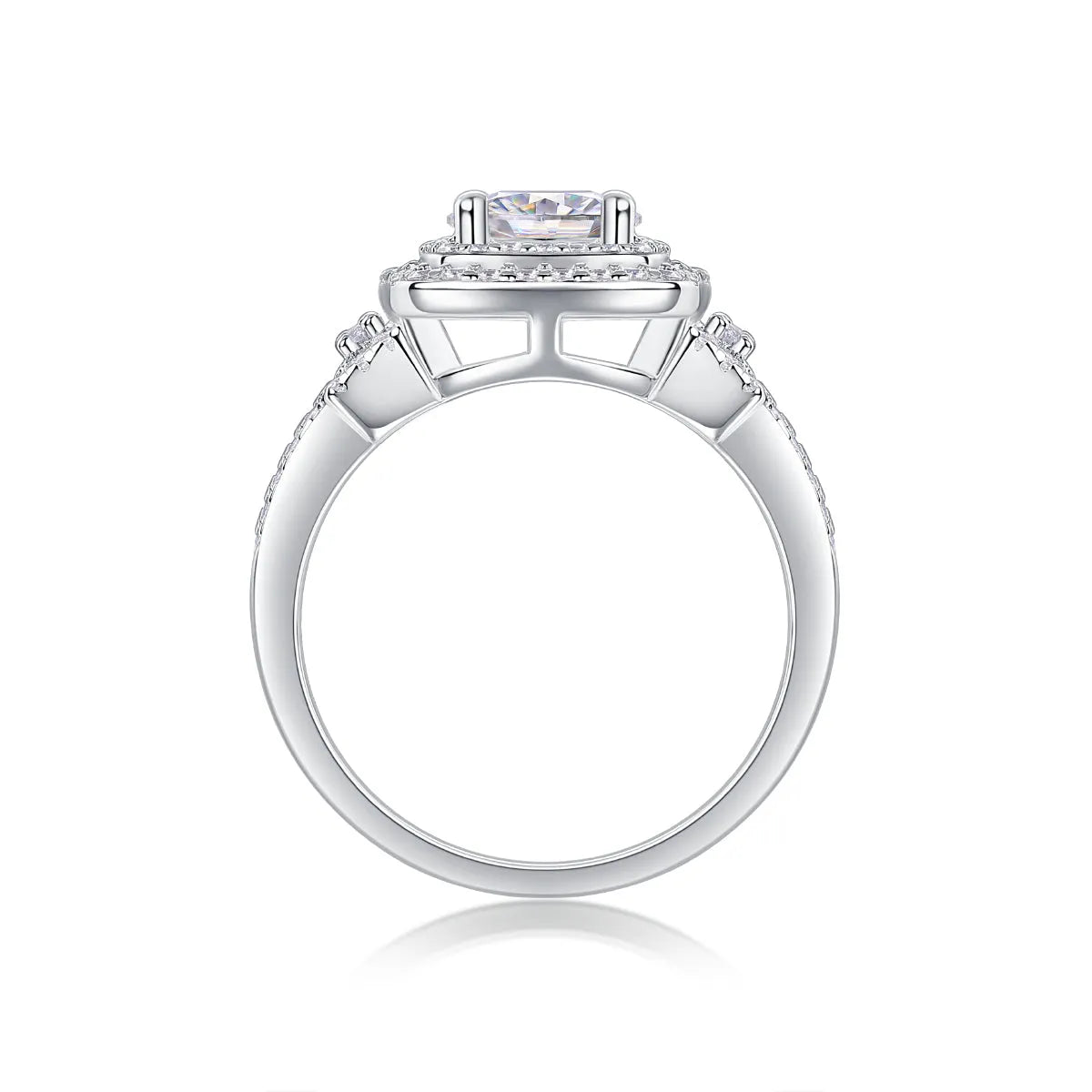 Wedding ring set with 1-carat moissanite in S925 silver platinum-plated band, gift box, GRA certificate