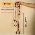 Brown nylon dog leash with P chain hand grip showing 2.1 metre length