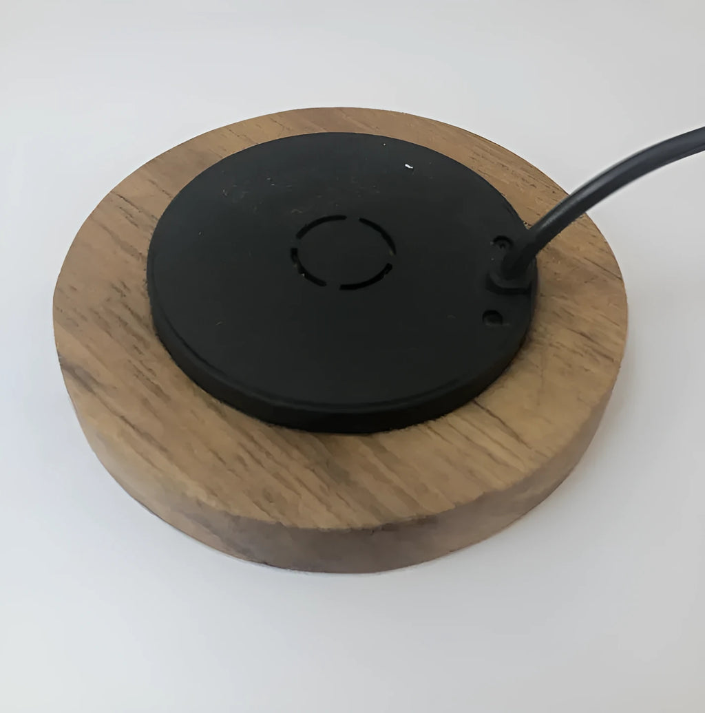 60mm round embedded wireless phone charger for furniture installation with smartphone compatibility logos