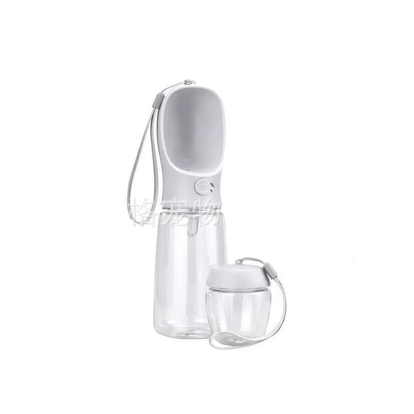 Blue dual-use portable dog water cup with split water grain design for outdoor hydration